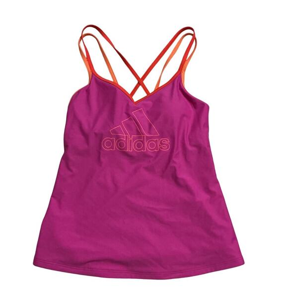 Adidas Fuchsia & Orange Strappy Logo Tank Top Women’s Medium - Picture 5 of 11